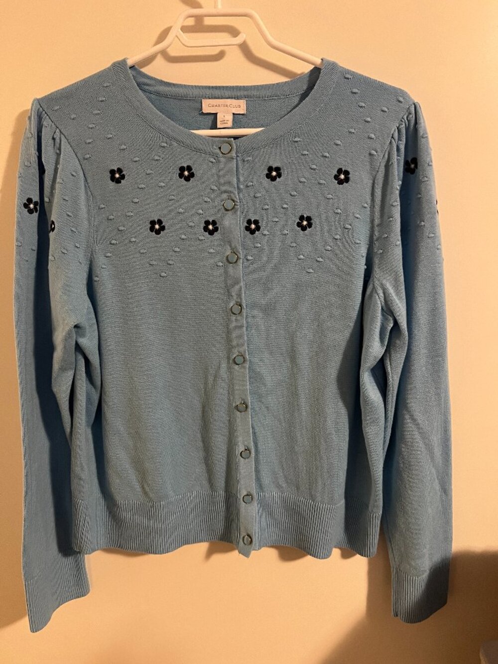 Sky Blue Woman's Charter Club Button Down Cardigan
